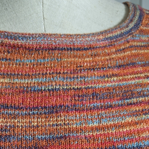 Vertigo Top Space Dye Multicolor Knit Elbow Length Sleeve Round Neck S NWT - Picture 3 of 12
